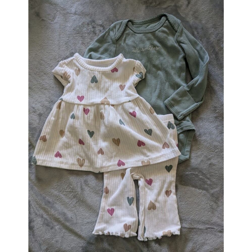 Carter's Just One You 3 Pc Heart Print Set Sz3 Months